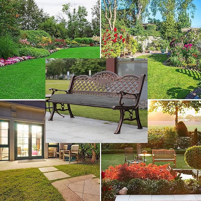 Outdoor Bench Cushion Black Non-Slip Patio Bench Cushions for Outdoor Furniture Thick Tufted Patio Chair Pads 40 inch for Swing Chair, Wicker Loveseat Settee,40 * 20"