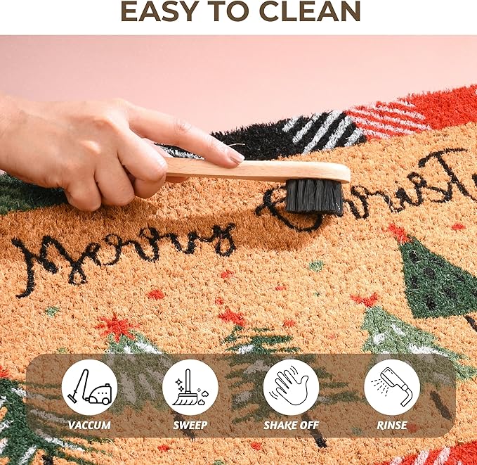 Folkulture Christmas Door Mat Outdoor, Eco Friendly Christmas Door Mats for Front Door, 28 X 16 Inch Welcome Matt or Doormat for Home Entrance, Durable & Anti Slip Coir Door Mats - Merry Christmas