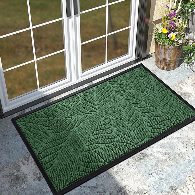 Yimobra 47x32 Large Door Mat Outdoor Indoor, All-Season Waterproof Door Mat Outside Entrance, All-Weather Non-Slip Outside Doormat for Garage Patio Entryway, Green