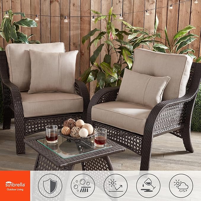 Outdoor 2-Piece Sunbrella Premium Deep Seat Cushion Set, Cast Ash