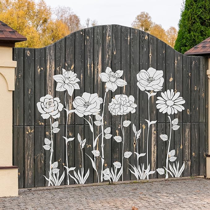 Large Flower Stencils for Painting - 10 Pcs, Reusable Templates for Wall, Wood, Furniture & More