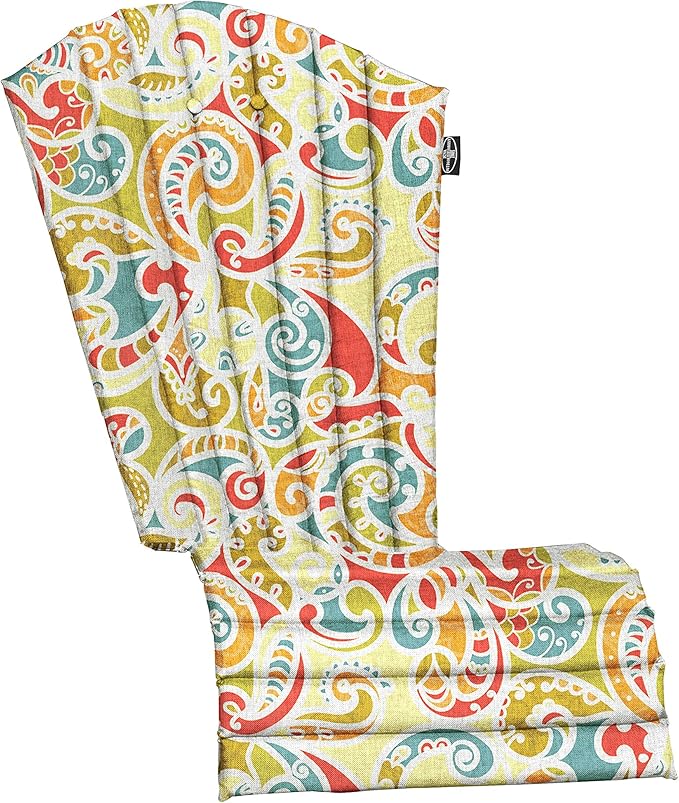 JCA Outdoor All-Weather Patio Chair seat Cushion, Quick Drying Fabric - Adirondack Chair Cushion for Your Chair-Chair not Included (Paisley)
