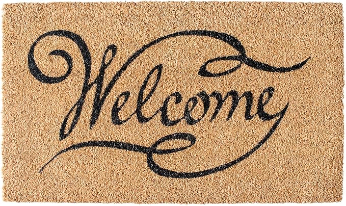 LuxUrux Welcome Mats Outdoor Coco Coir Doormat, with Heavy-Duty PVC Backing - Natural - Perfect Color/Sizing for Outdoor/Indoor uses. (17 x 36)