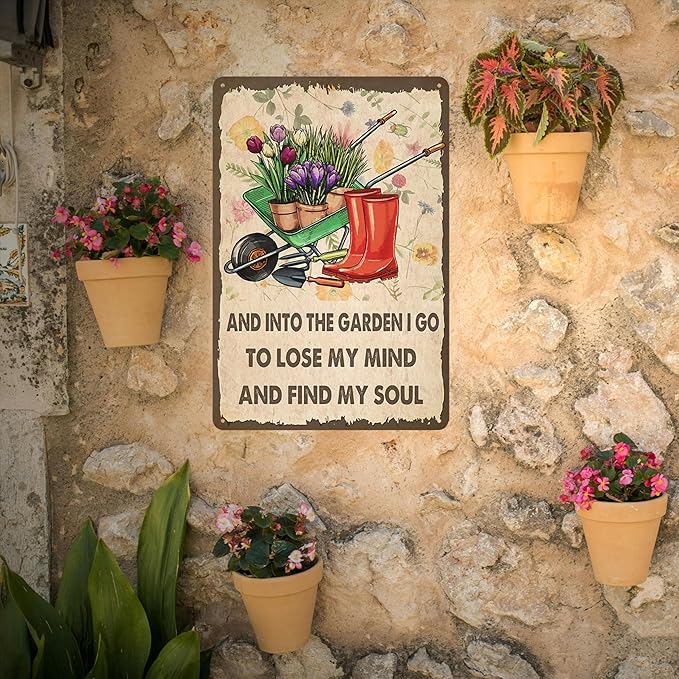 Funny Garden Signs I Go To Lose My Mind And Find My Soul Metal Tin Sign Gardens Signs Decorative Outdoor Yard Signs Decor 8x12 Inch