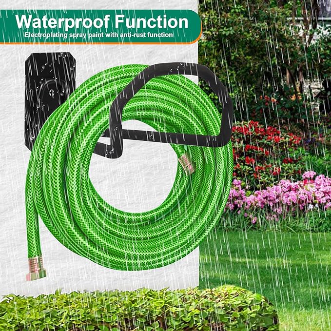 Garden Hose Holder Wall Mount - Heavy Duty Water Hose Holders for Outside, Metal Hoses Hanger Sturdy Hose Reel Hooks for Garden