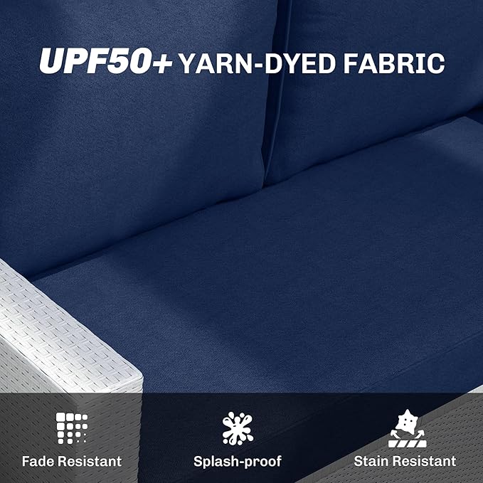 Outsunny 2 Seat Patio Furniture Cushions, 46x26x5 in, Thick Outdoor Loveseat Cushion Set with Removable Cover, Fade-Resistant Replacement Cushions for Outdoor Furniture, Couch, Bench, Swing, Navy Blue