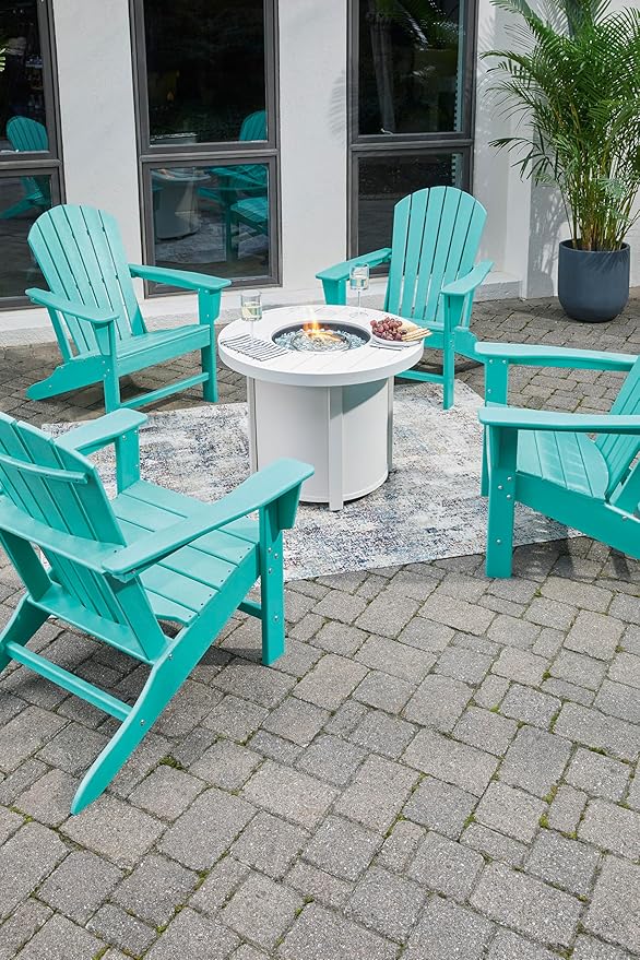 Signature Design by Ashley Sundown Treasure Outdoor Patio HDPE Weather Resistant Adirondack Chair, Blue