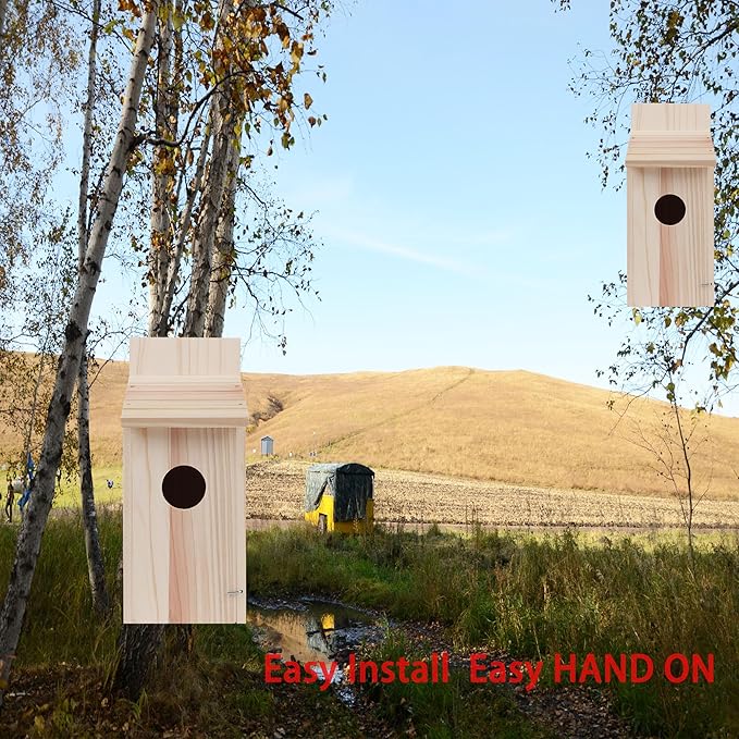 Bird Houses for Outside Clearance, Cedar Finch Bluebird Box House for Outside Clearance Wood Bluebird Box House Cedar Wren Hummingbird Birdhouse,Assembled,Natural, 1Pack