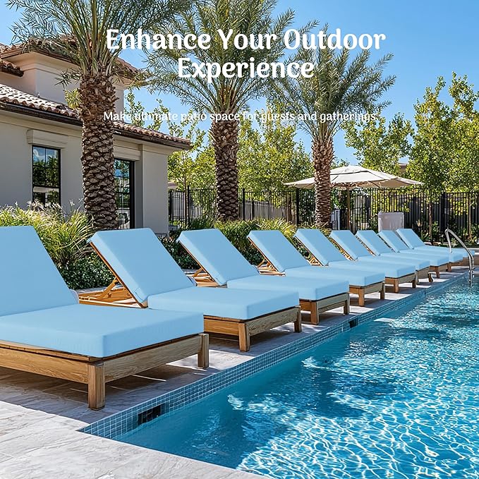 Codi Chaise Lounge Cushions Outdoor, Pool Lounges Chair Cushion Set, Waterproof for Patio Furniture, 80 x 26 x 3.5 Inch 1PK Teal Blue