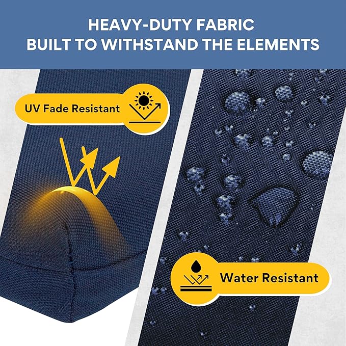 Shine Company Weather-Resistant Outdoor Rocking Chair Seat Cushions, 22"x20", Performance Fabric with Foam Core, Removable Cover with Ties, Set of 2, Navy Blue