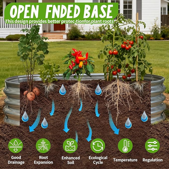 Galvanized Raised Garden Bed Kit, Planter Garden Boxes Outdoor, Oval Large Metal for Vegetables Fruits, Flowers Planter Boxes, Easy Assembly Garden Bed Kit 4x2x1 FT (1-Pack)