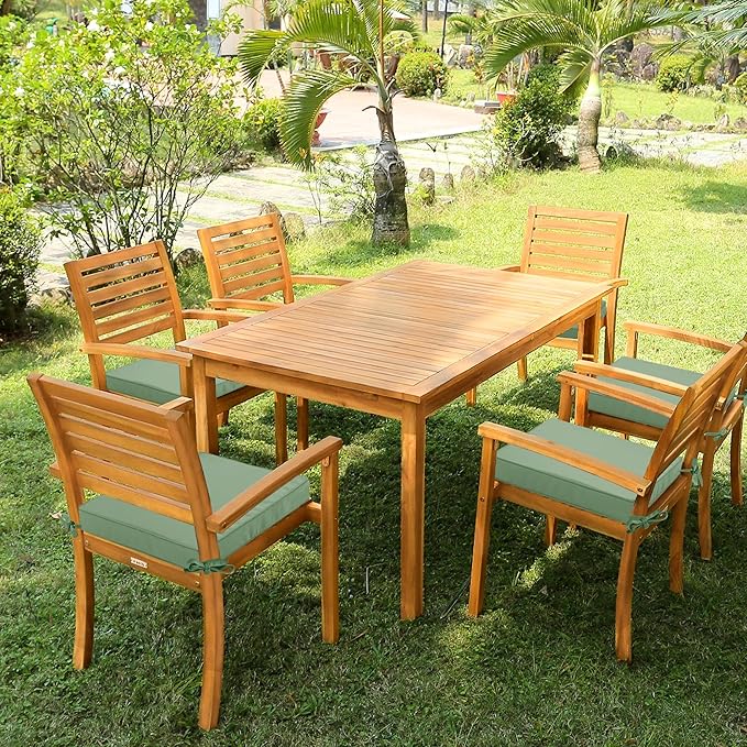 6 Pack Outdoor Chair Cushions 19 x 19 Inch Waterproof Patio Chair Cushions with Tie 5 Year Color Fastness Thick Outdoor Seat Cushion for Garden Lawn Patio Furniture Sage Green