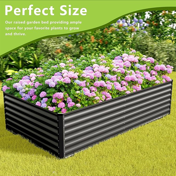 8x4x2FT Galvanized Raised Garden Bed Kit, Galvanized Planter Raised Garden Boxes Outdoor, Large Metal Raised Garden Beds for Vegetables-Grey
