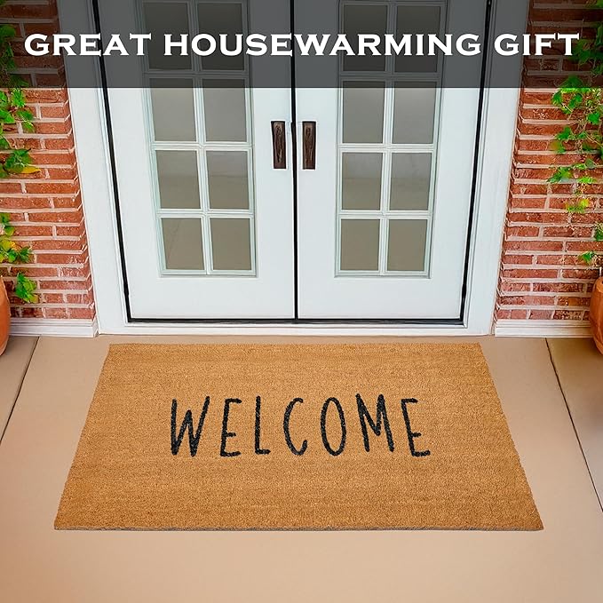 MAINEVENT Welcome Long Door Mat 48x24 Inch, Oversized Welcome Mat for Double Door Covered Outdoor Entrance with Non-Slip PVC Backing