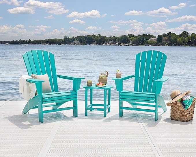 POLYWOOD Nautical Curveback Adirondack Chair, HDPE Outdoor Patio Furniture for Deck, Pool, Garden, Made in USA