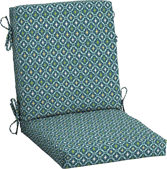 ARDEN Outdoor Midback Chair Cushion, 18 x 16.5, Water Repellent, Fade Resistant 18 x 16.5, Alana Tile