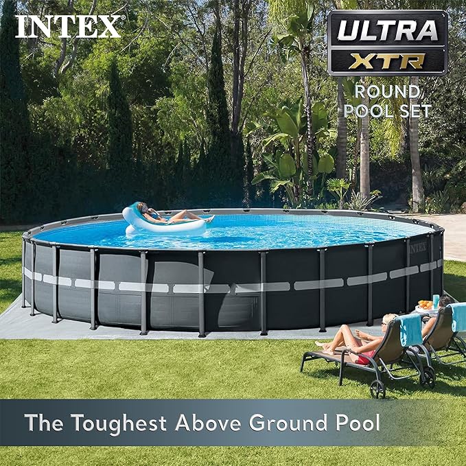 INTEX 26345VM Ultra XTR 26ft x 52in Above Ground Swimming Pool Set with Sand Filter Pump and OptiFlow 50lb Premium Filter Sand (2-Pack)