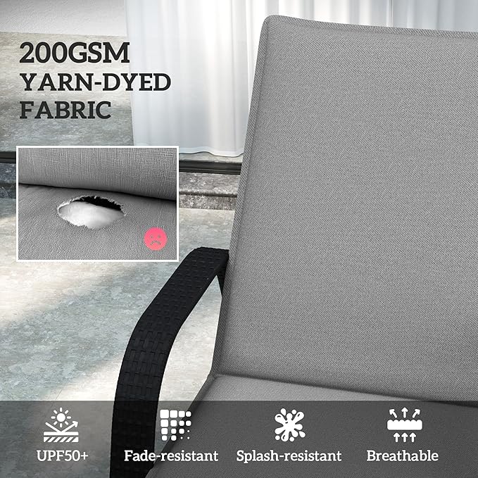 Outsunny Outdoor Lounge Chair Cushion Set of 2, UPF50+ 200gsm Fabric and 25D High-Density Foam, Foldable Patio Chaise Lounge Cushion Set, Fade Resistant for Lawn Pool, 76" x 23", Gray