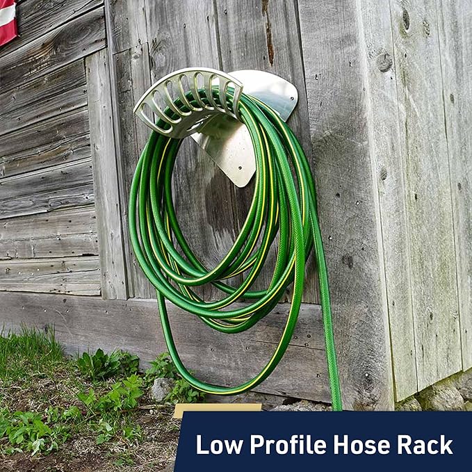 Hose Holder - Heavy Duty Aluminum Water Hose Hanger Wall Mount - Garden Hose Reel for 200ft 1/2" Hoses - Water Hose Holder - Hose Rack for Outside by Kings County Tools