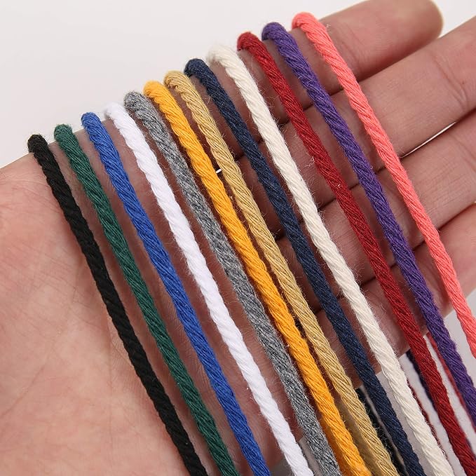 Deep Purple Macrame Cord 3mm x 109Yards,Colored Cotton Rope Colorful Cotton Cord Soft Craft Cord Twine for Wall Hanging Plant Hangers Crafts Decorative Projects