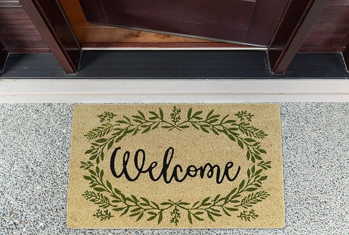 DII Natural Coir Doormat Outdoor Welcome Mat, 17x29, Greenery