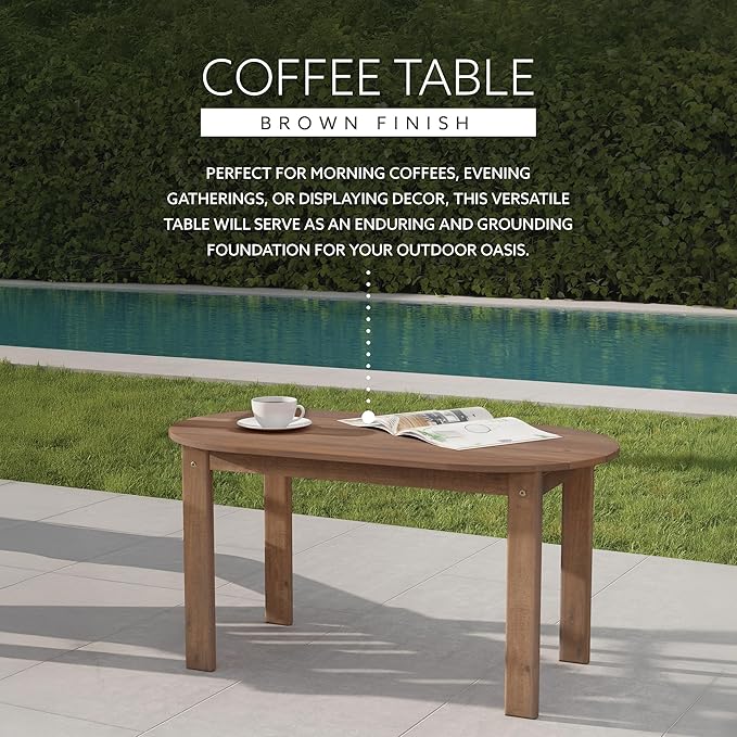 Linon Coffee Table, 18.11D x 35.24W x 18.11H in, Acorn