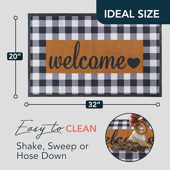 ubdyo Sturdy Welcome Mat - Extra Durable Door Mat - Dirt Trapping Front Doormat Outside Entrance - Welcome Matt Outdoor - Non Slip Backing Doormat, Patio Outdoor, Porch - Medium 32'' x 20''