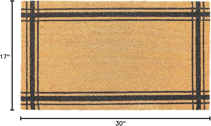 KAF Home Coir Doormat, Heavy-Duty, Weather Resistant, Non-Slip PVC Backing, 17 by 30 Inches, Black