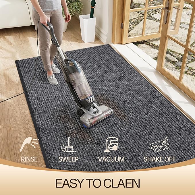 Amyracel Front Door Mat Indoor Outdoor Entrance, 24" x 48" All-Season Waterproof Doormat for Enterway, Heavy Duty Commercial Floor Mat, Fade Resistant, Rubber Back, Low Profile, Easy Clean