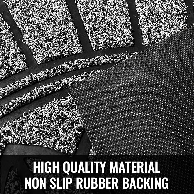 Mibao Front Door Mat Indoor Outdoor Entrance, Semicircular Entrance Mat, Half Round Waterproo Non-Slip Durable Rubber Door Mats, Low Profile Heavy Duty Doormat for Garage, Patio, 30" x 18", Grey