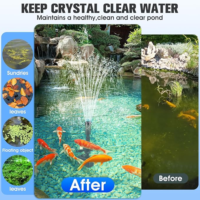 Submersible Pump RGB Pond Filter System Kits,3-in-1 Pond Filter Fountain with Colorful Lights,660GPH Pond Filter Box,Multi-layer Filtration, Applicable to Garden Pond,Fish Tank,Water Feature