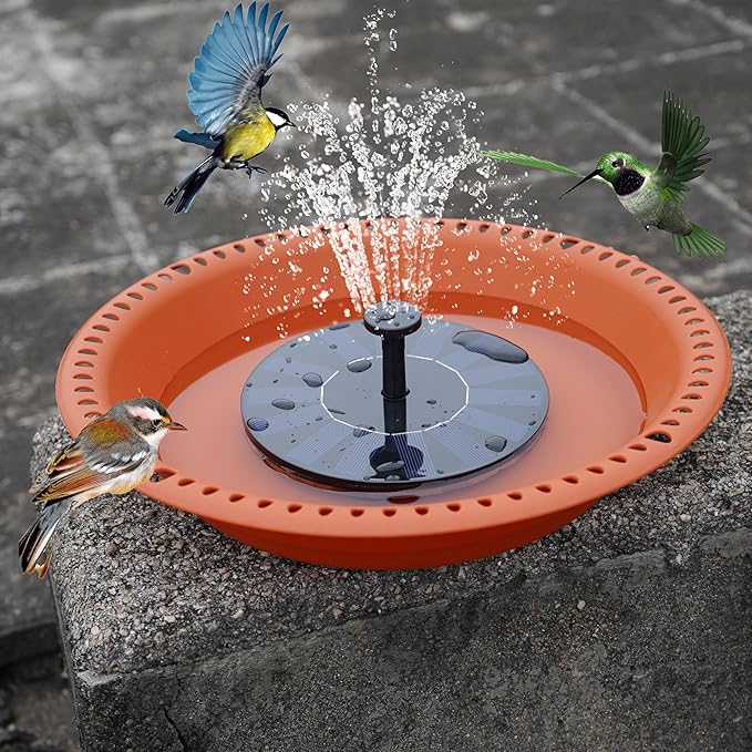 Bird Baths for Outdoors Heavy Duty, 14 inch BirdBath Bowl Only with 25” Rust-Proof Black Chains, Hanging Bird Bath Hanging Bird-Feeder for Garden Backyard Decor (Terracotta 1 Pack)