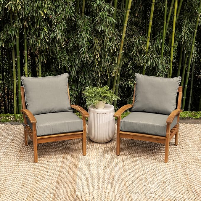 Arden earthFIBER Outdoor Foam Deep Seat Cushion Set, 24 in x 24 in, Weather-Proof, Rain-Proof, Fade Resistant Patio Cushion, Bottom and Back Cushion for Chair, Sofa, and Couch Sandbar Taupe Texture