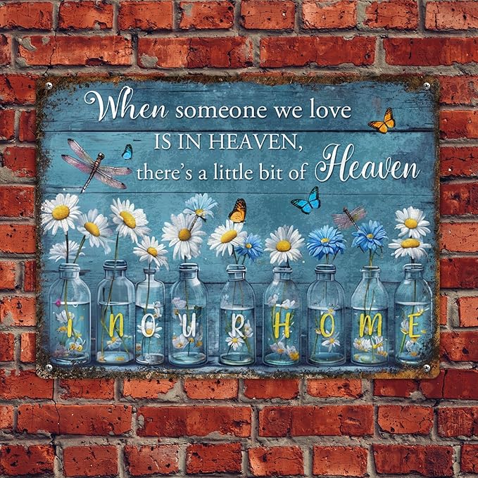 Custom Garden Signs Personalized Metal Tin Sign for Women, Retro Funny Welcome Metal Sign for Outdoor, Patio, Yard Rustic Home Decor Gift for Mothers Day, Grandmas, and Gardening Lovers Blue