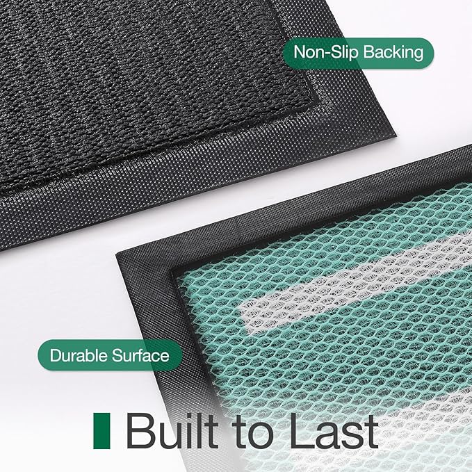 LUMI Outside Welcome Door Mat 32x47, Non Slip Durable Rubber Entrance Doormat, Low Profile Easy Clean Mats for Front Back Door Entryway Porch Garage, Hello Multi