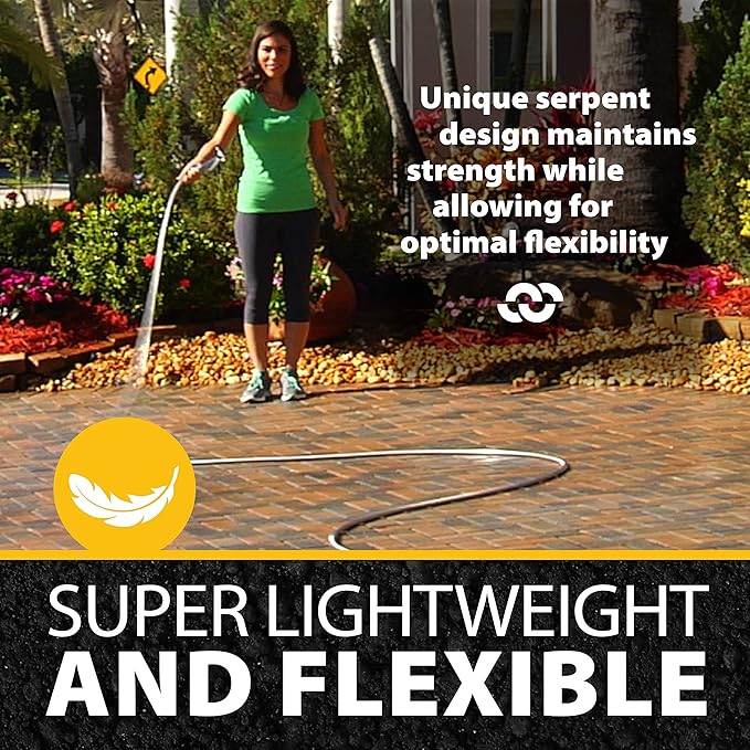 BIONIC STEEL 10Ft Metal Garden Hose with Sprayer Nozzle,NonKinking Designed Stainless Steel Heavy Duty Water Hose 100Ftx5/8".Flexible NON Expandable for Uninterrupted Water Flow,500 PSI(Pack of 2)