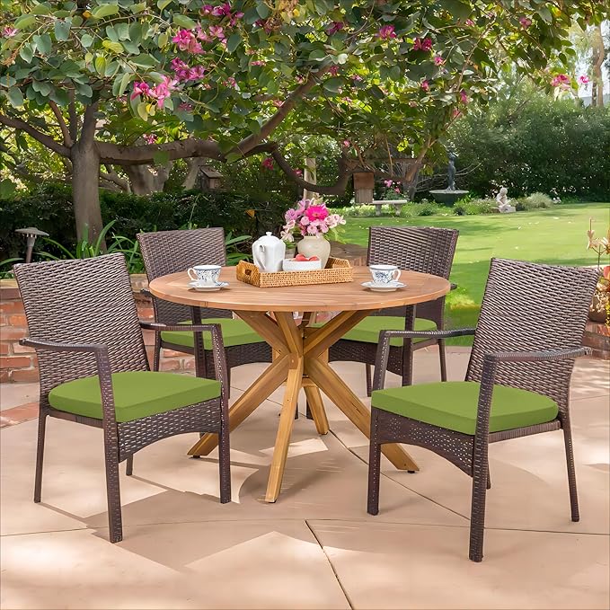 HARBOREST Outdoor Chair Cushions Set of 4, Water Resistant Patio Chair Cushions with Ties, Outdoor Seat Cushions for Patio Furniture, 17"x16"x2", Grass Green