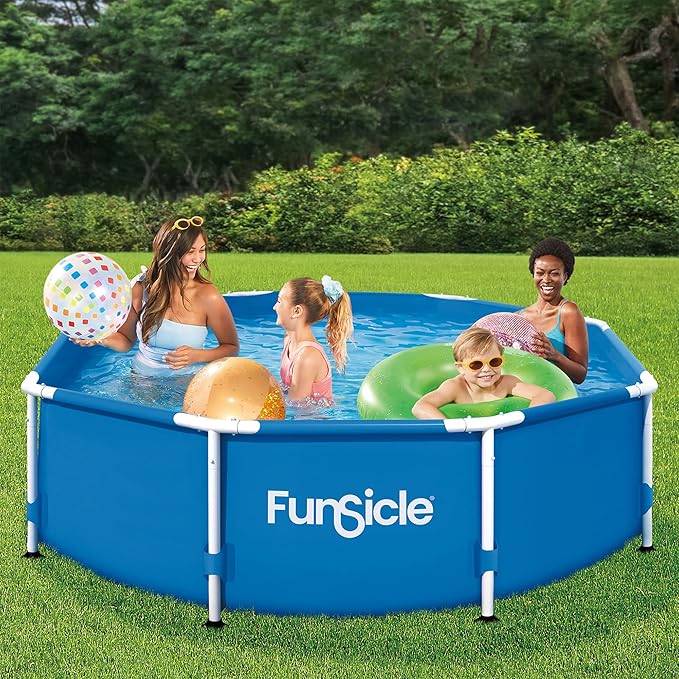Funsicle Activity 8' x 30" Round Above Ground Swimming Pool Set with SkimmerPlus 2-in-1 Filter Pump - Easy Setup for Backyard Fun