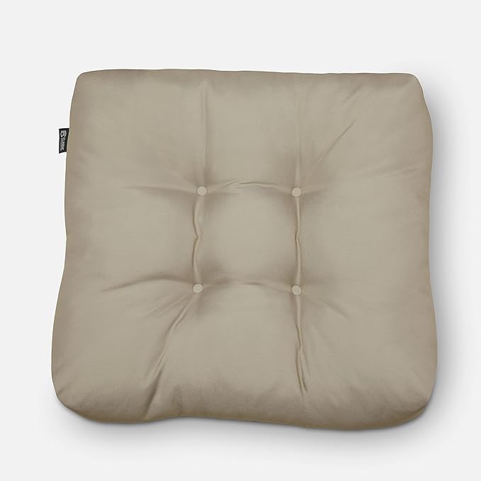 Classic Accessories Water-Resistant Square Patio Seat Cushions, 19 x 19 x 5 Inch, 2 Pack, Khaki, Outdoor Seat Cushions