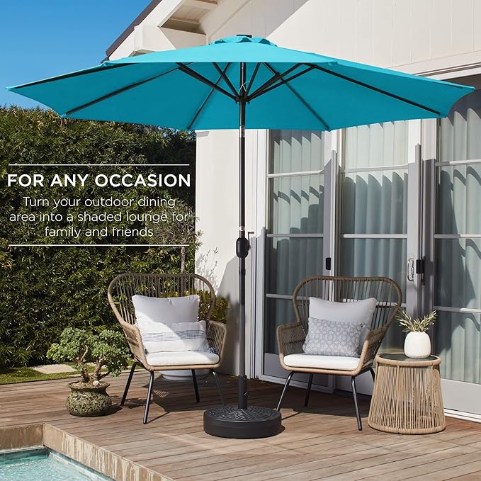 Best Choice Products 10ft Outdoor Steel Polyester Market Patio Umbrella w/Crank, Easy Push Button, Tilt, Table Compatible