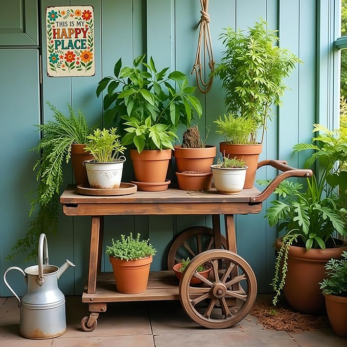 Funnysign Garden Gifts This Is My Happy Place Vintage Tin Sign for Home Garden Patio Yard Decor 8 X 12 Inch(3981)