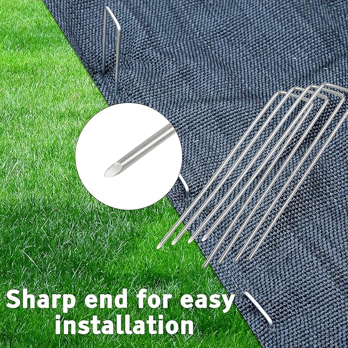 20 Pcs 6 inch Garden Landscape Staples Galvanized Pins Lawn Stakes for Weed Barrier Ground Cover,U-Type Heavy Duty (20 Pcs x 6")