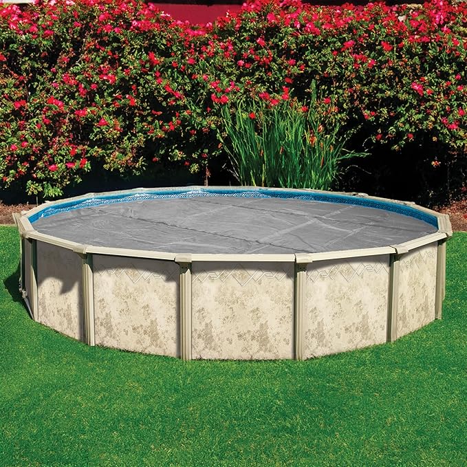 In The Swim 24' Ultra Silver Round Solar Pool Cover 16 Mil for Solar Heating Above Ground Pools and Inground Pools
