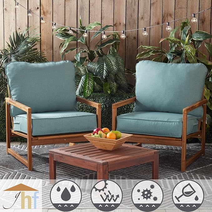 Greendale Home Fashions Outdoor Reversible 2-Piece Deep Seat Cushion Set, Seafoam