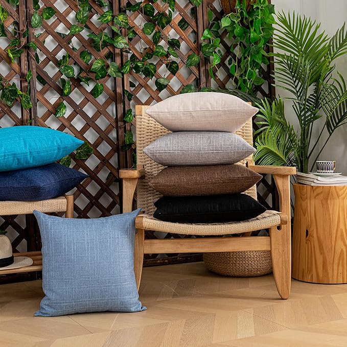Kevin Textile Outdoor Waterproof Lumbar Pillow Covers 12x24 Inch Pack of 2 Checkered Decorative Rectangle Cushion Throw Pillowcases Shell for Patio Tent Garden Couch Bed Sofa Black