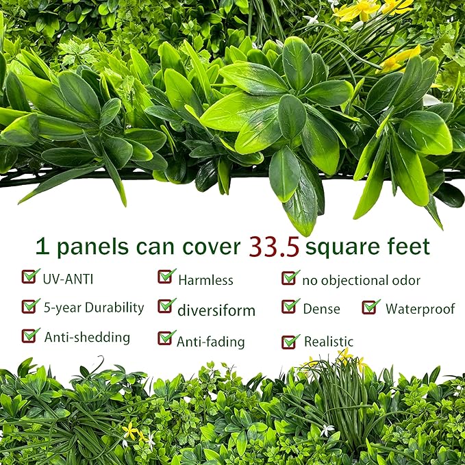 Artificial Plant Wall Roll: 40X120 in (33.5 sqft) UV-Anti Ivy Privacy Fence Screen Faux Greenery Panels Backdrop Boxwood Ivy Vine Leaf Hedge Fence for Indoor Outdoor Green Decor