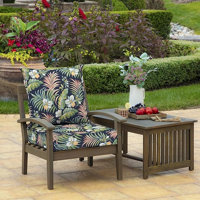 Arden Outdoor Deep Seat Cushion Set, 22 in x 24 in, Weather-Proof, Rain-Proof, Fade Resistant Patio Cushion Simone Blue Tropical