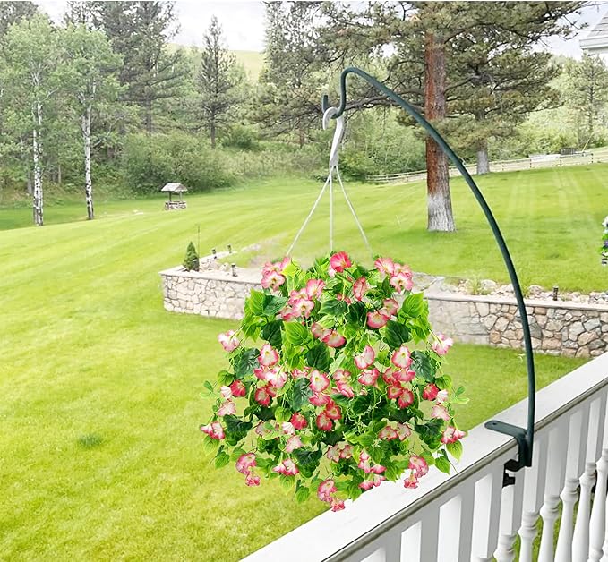 FERIAL Artificial Vines Rosered Morning Glory Vine Artificial Flowers Hanging Plants Garland Fake Green Plant for Wall Fence Indoor Wedding Banquet Decor