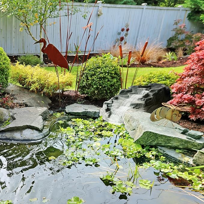 Algreen Outdoor Rock Waterfall, Tranquility Water Fountain for Pond, Garden & Backyard, Gray - Home Landscaping Decor and Accessories for Patio, Yard, and Pool