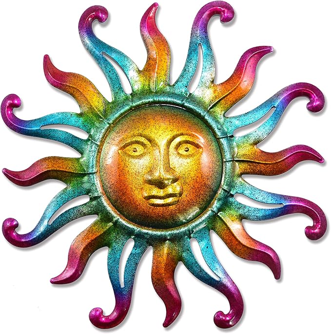 Miyolo Metal Sun Wall Decor Outdoor Sunface Yard Art for Porch Door Patio Garden Home Indoor Sculpture Decorations